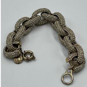 J. Crew Gold tone Chainlink Bracelet with PAVE Crystals